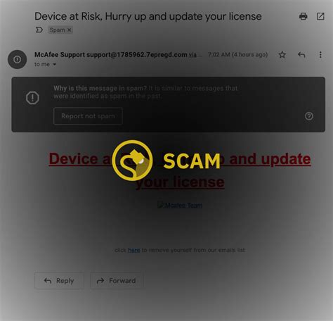 donotreply@mcafee.com|McAfee Phishing Scam Email Claims 'Device at Risk' .